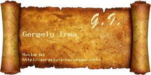 Gergely Irma névjegykártya